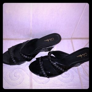 Cole Haan Black Kitten Heel Wedges